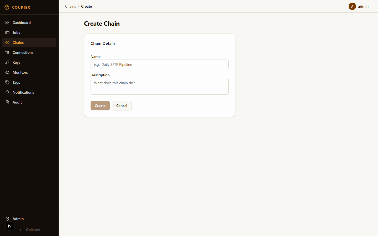 Create job chain form for linking multiple jobs in sequence
